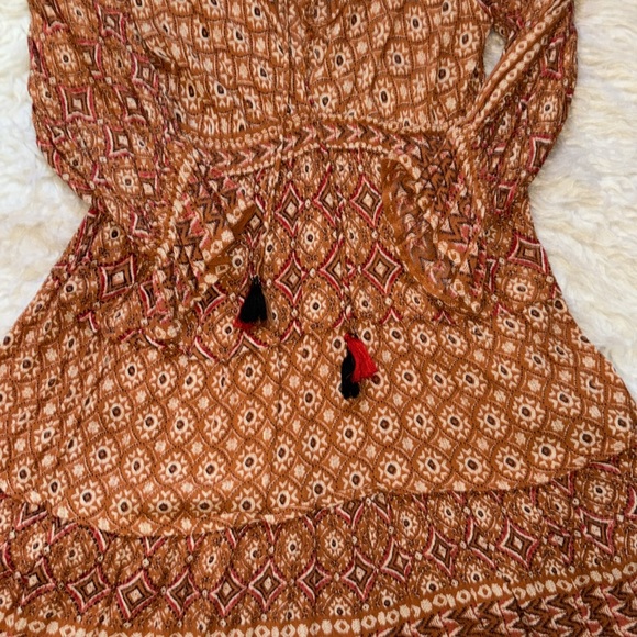 Nostalgia Women’s Printed Boho Mini Orange Dress, Size M - Picture 6 of 14